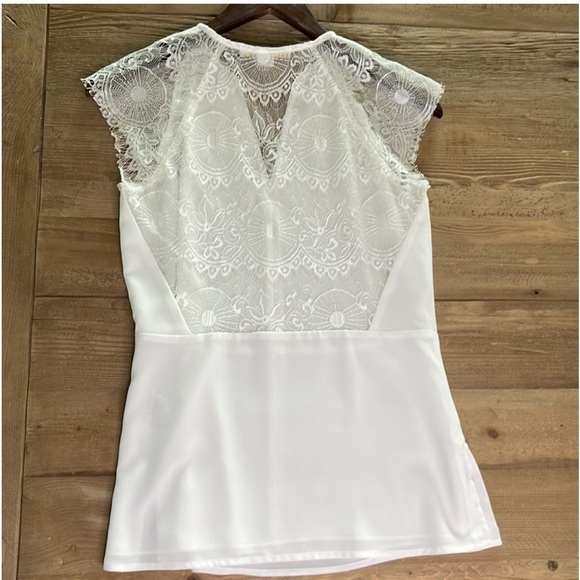 Cooper and Ella white blouse with lace style details.  Excellent condition. XS - Picture 5 of 5